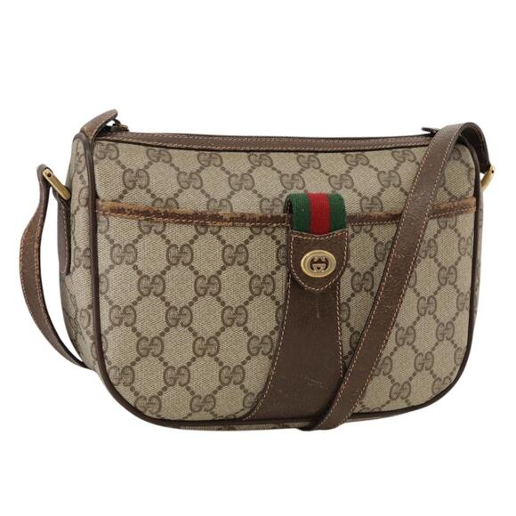 GUCCI GG Supreme Web Sherry Line Shoulder Bag Pvc Beige 89 02 032 - Picture 1 of 16